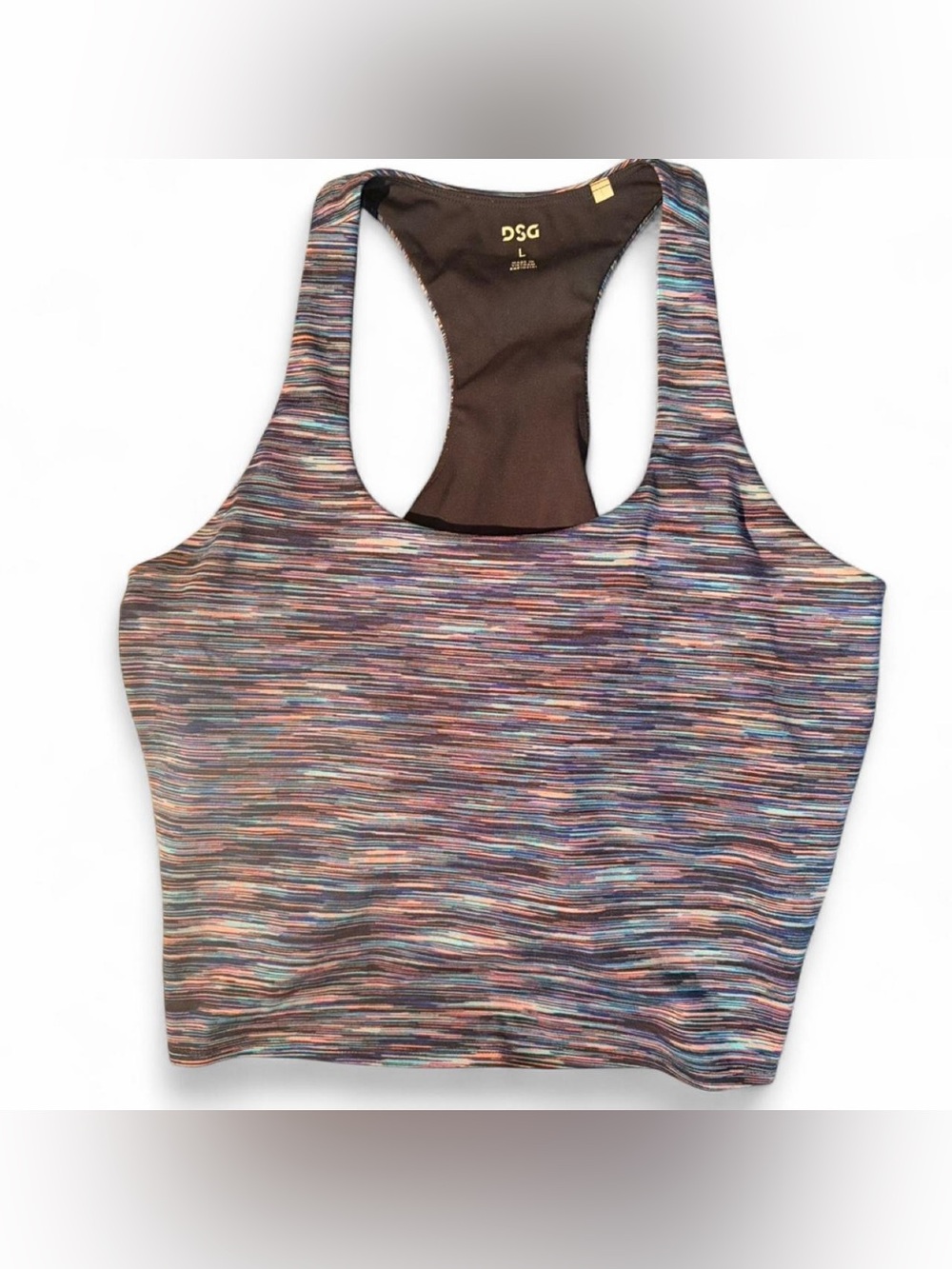 DSG Racerback Tank Top with Built-in Shelf Bra - Multi-Color - Large